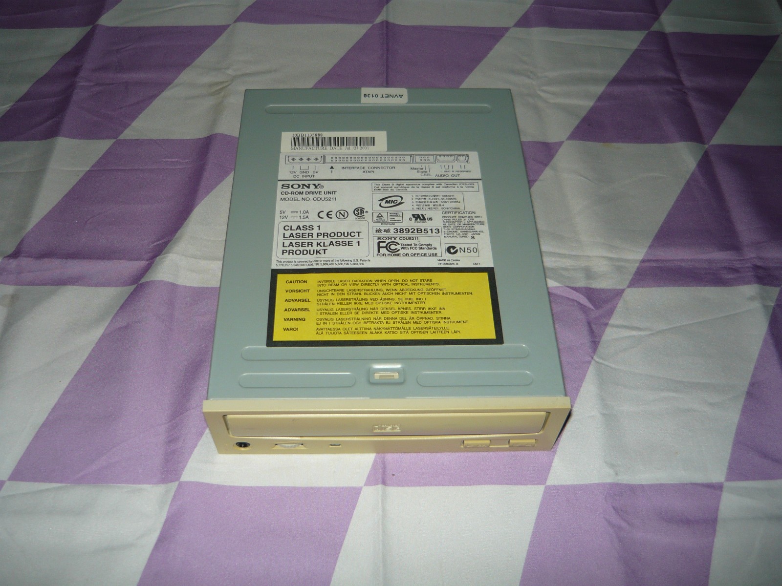 Vintage Sony CD-ROM Drive CDU5211 IDE Optical Used