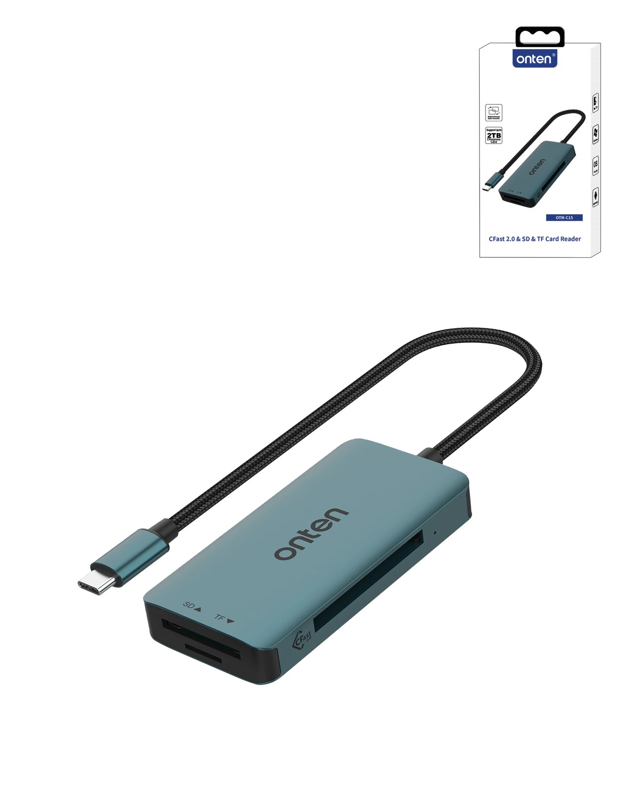 Onten 3in1 USB C Card Reader (CF / SD / microSD)