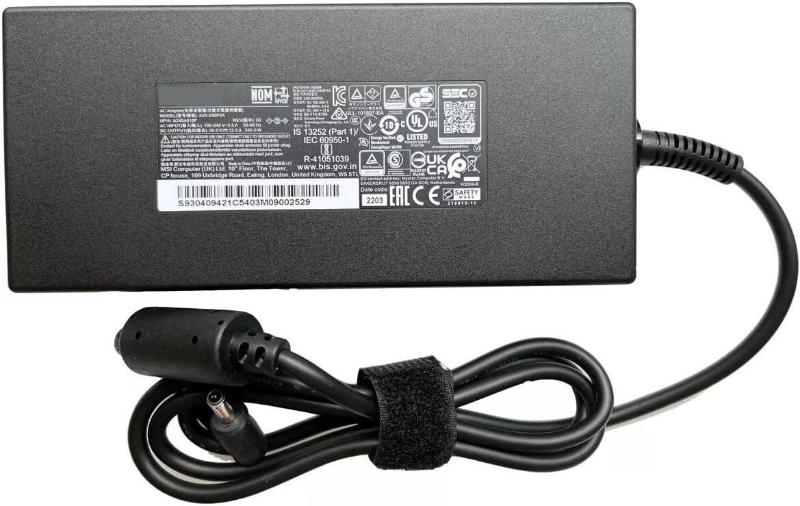 20V 12A 240W A20-240P2A AC Adapter Charger Compatible for MSI GE76 Gaming Laptop