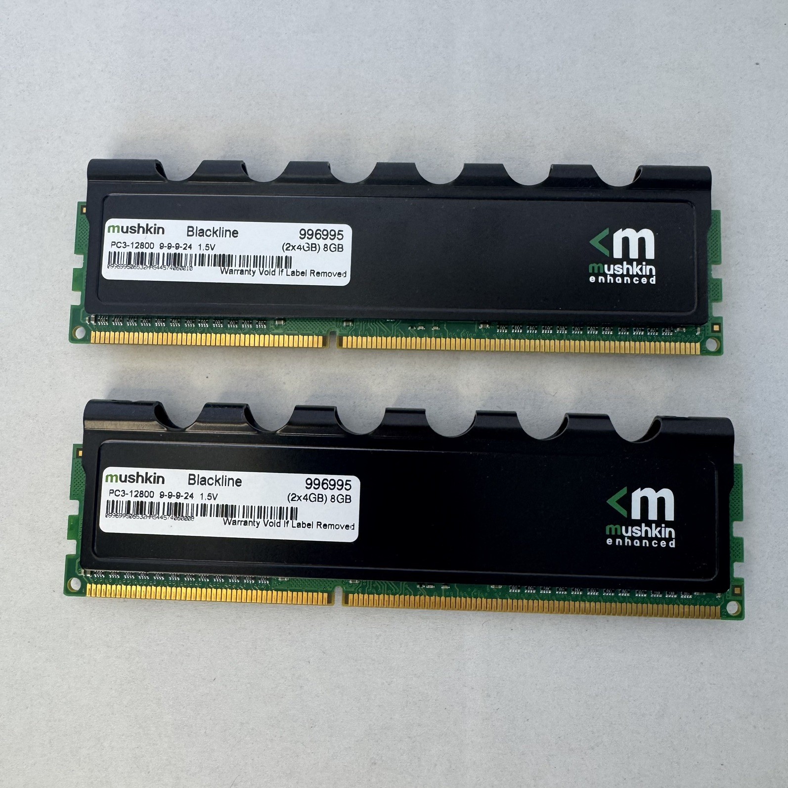 MUSHKIN 8GB Kit (2 x 4GB) PC3-12800 DDR3-1600, 2 modules 16GB total, Blackline