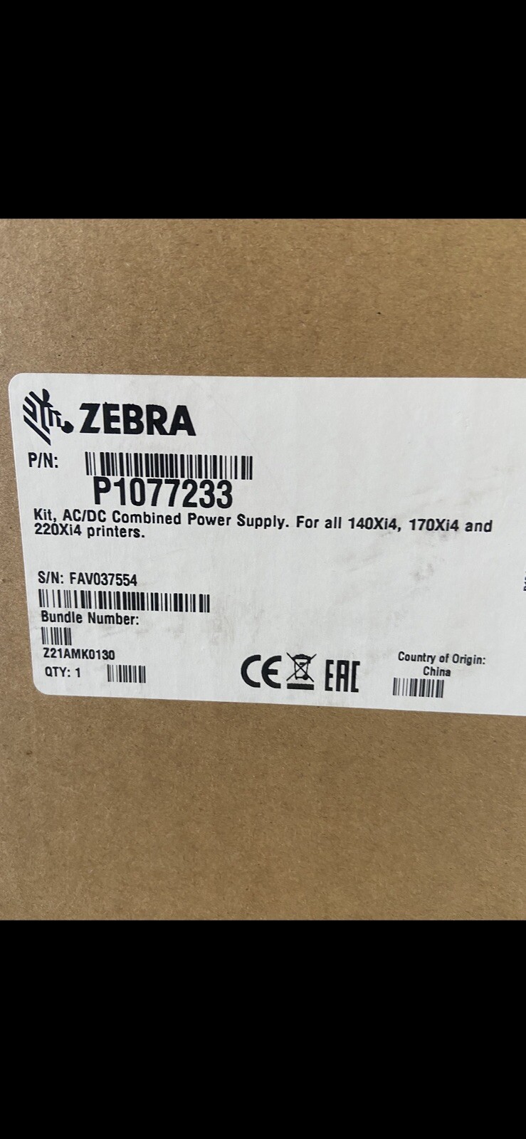 Zebra **ORIGINAL** Power Supply P1077233  (****NEW STYLE****) **US SHIP**