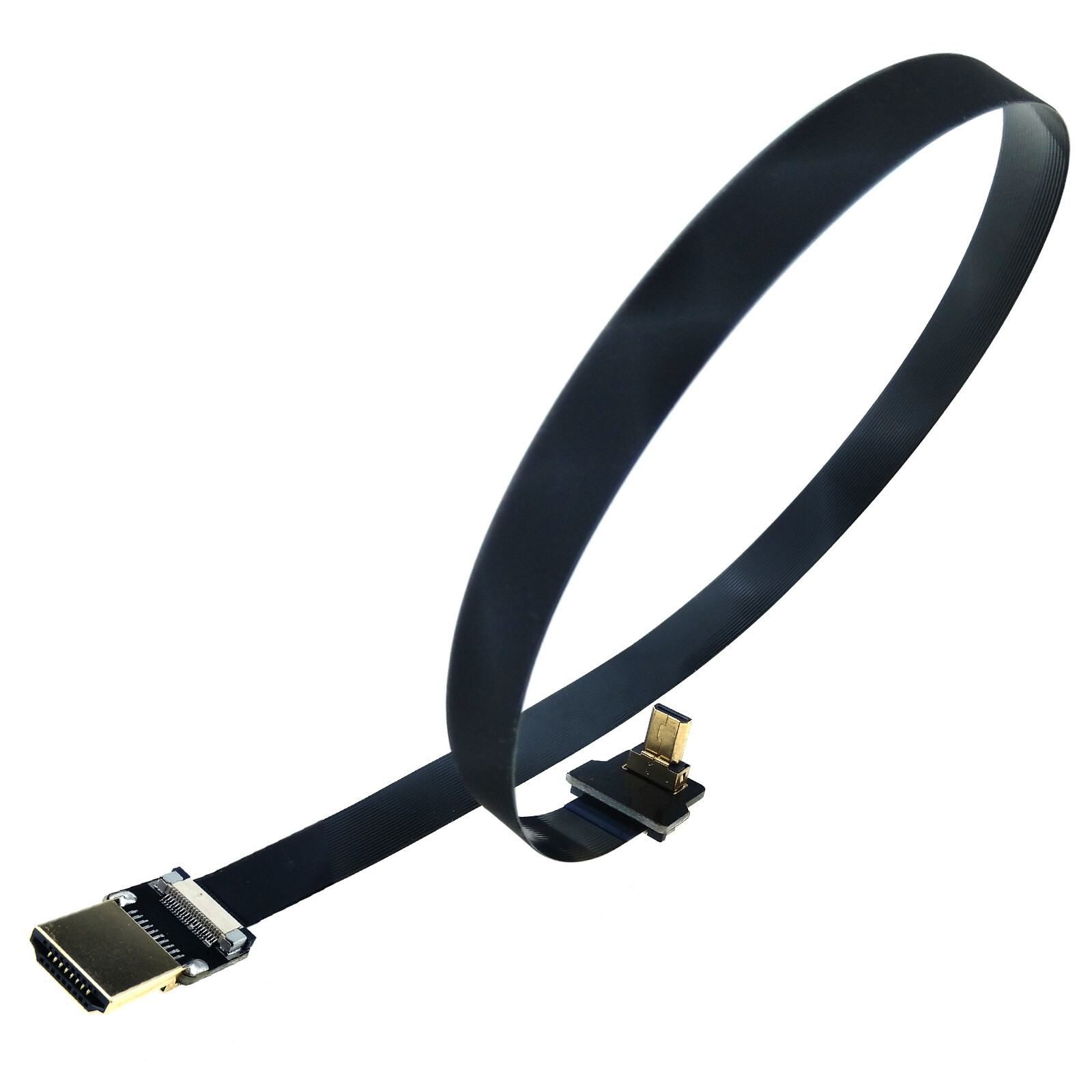 Micro HDMI Angled to Standard A HDMI Flex Cable 4K Camera Video 40cm Male Wire