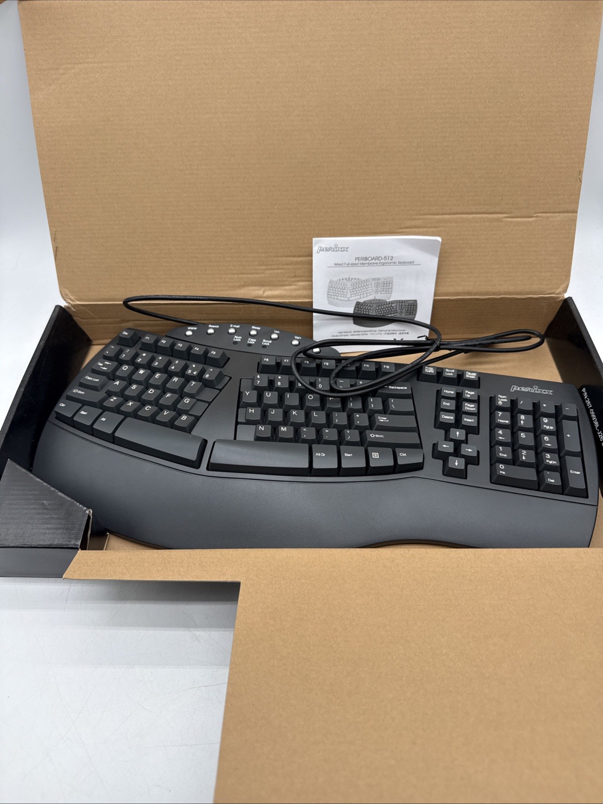 Perixx Keyboard PERIBOARD 512 USB Wired Full-Size Ergonomic - Black