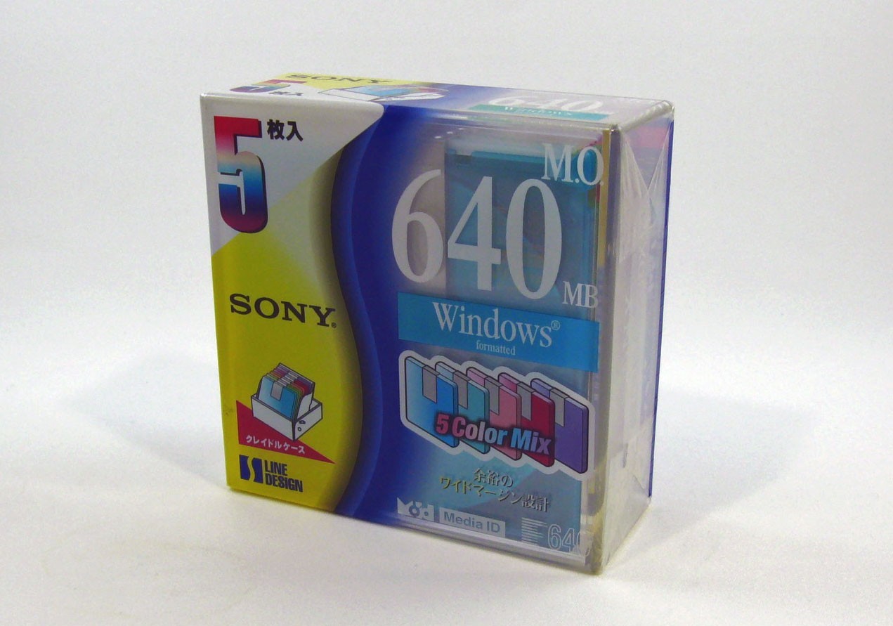 5x Unopened rare 5 colors Sony 3.5inch 640MB Rewritable MO Disk from Japan