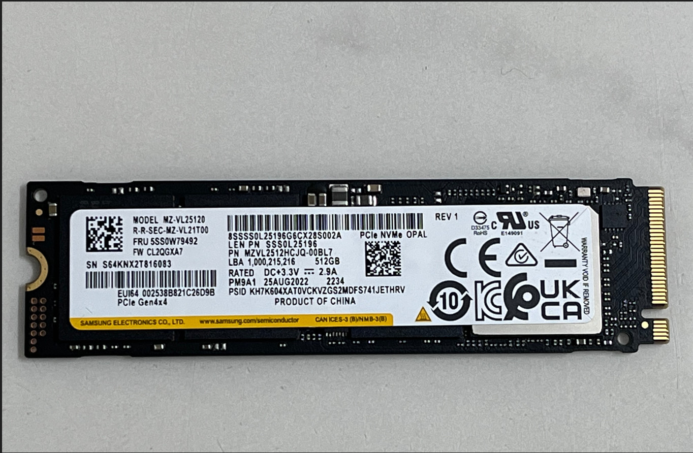 Samsung PM9A1 MZVL2512HCJQ 512GB NVMe M.2 2280 PCIe4.0 SSD Updated version