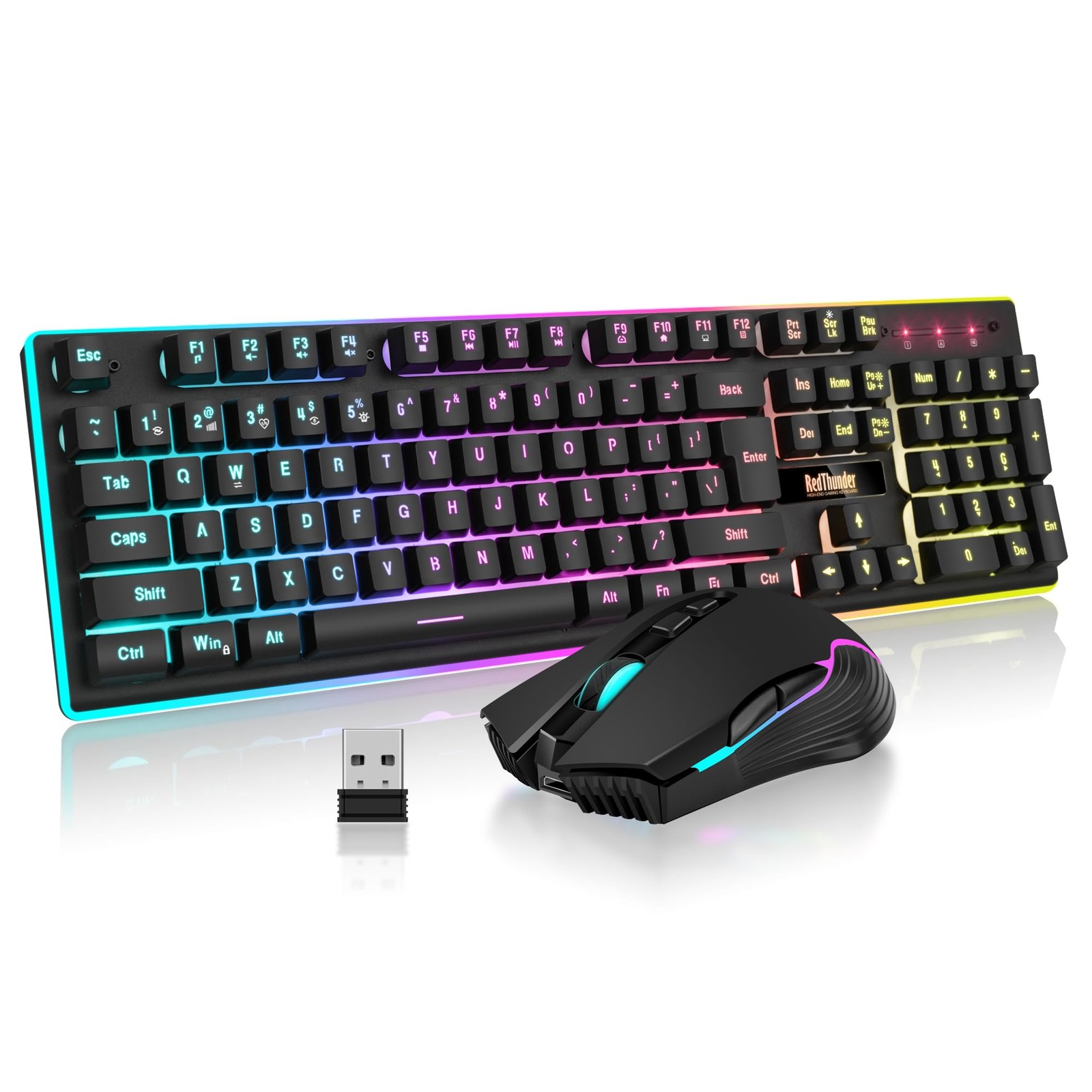 RedThunder K10 Wireless Gaming Keyboard, Mouse Combo, LED Backlit Rechargeable