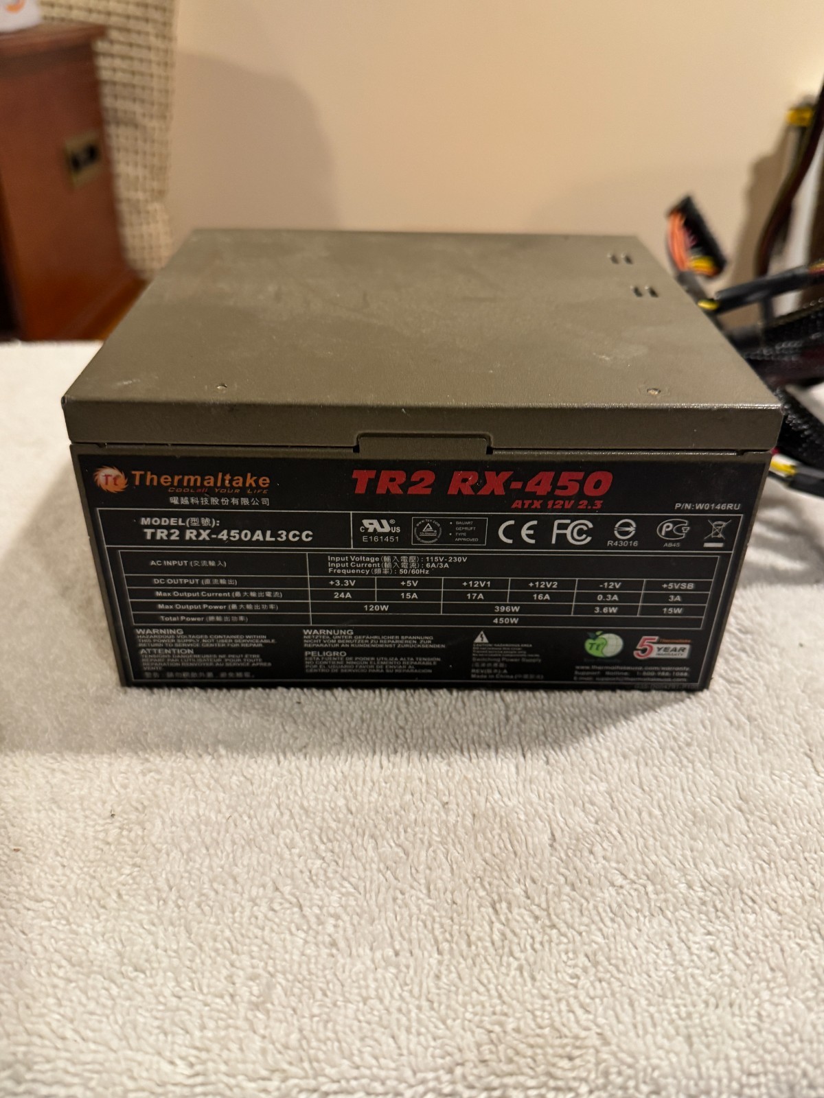 Thermaltake Tr2 RX-450 ATX 12V Desktop Power Supply - PARTS/REPAIR