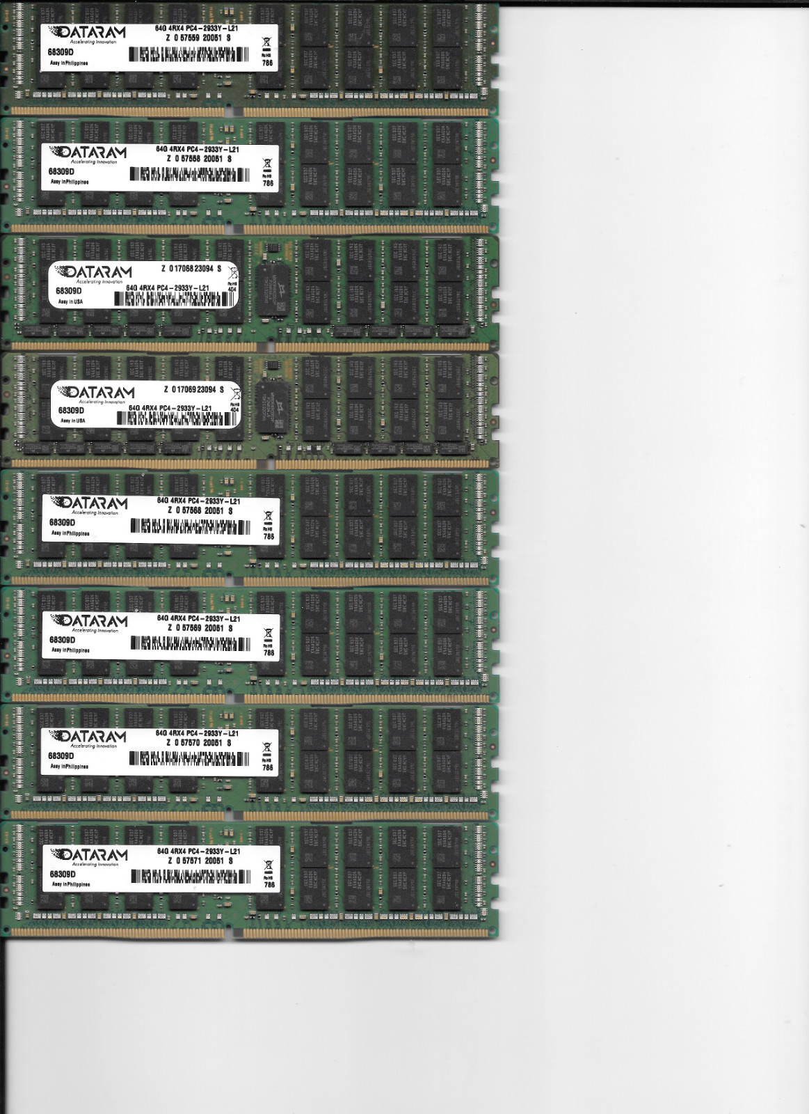 DATARAM 512GB (8x64GB) 4RX4 PC4-2933Y-L21 (8 sticks of RAM)