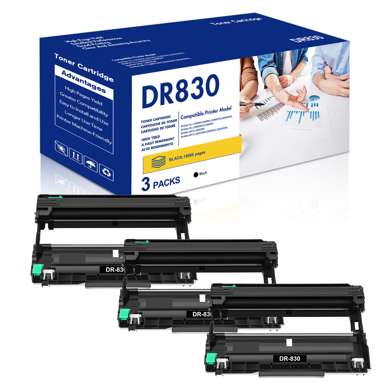 1-4PK DR830 Drum Unit Compatible with Brother MFC-L2980DW HL-L2480DW DCP-L2640DW