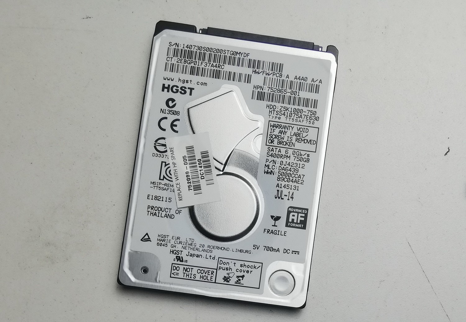 HGST 750GB 5400RPM Laptop HDD Hard Drive Z5K1000-750 HTS541075A7E630