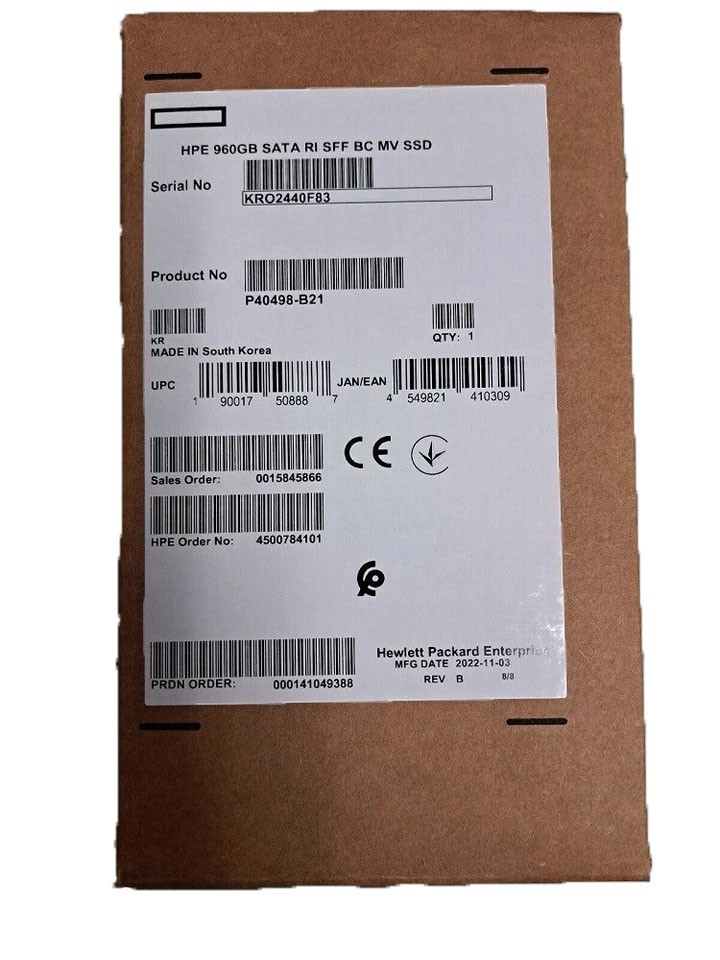 P40498-B21 P41523-001 HPE 960GB SATA 6G 2.5" SSD Gen10 Plus V2 Solid State Drive