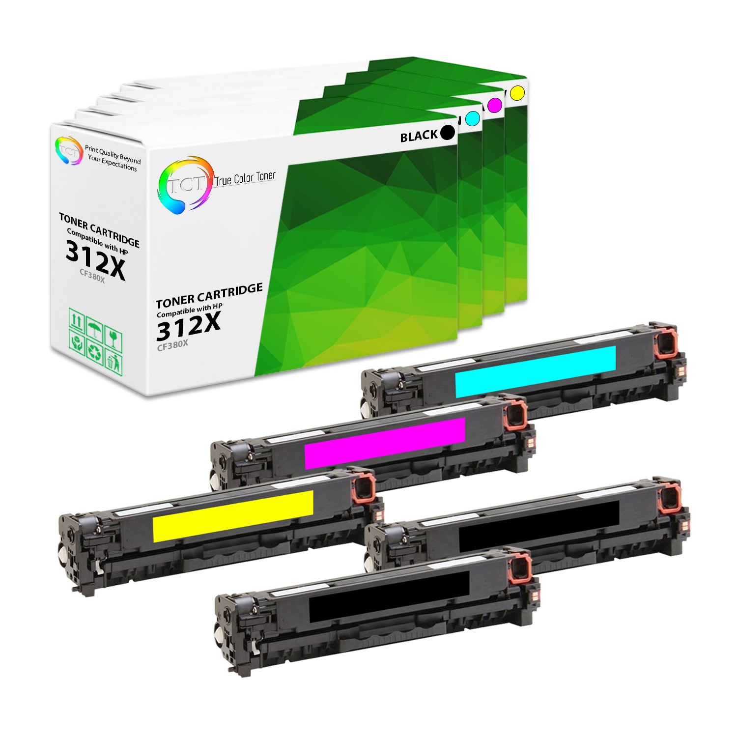 TCT 5 312X 312A Cartridge CF380X CF381A CF382A CF383A For HP Color LaserJet M476