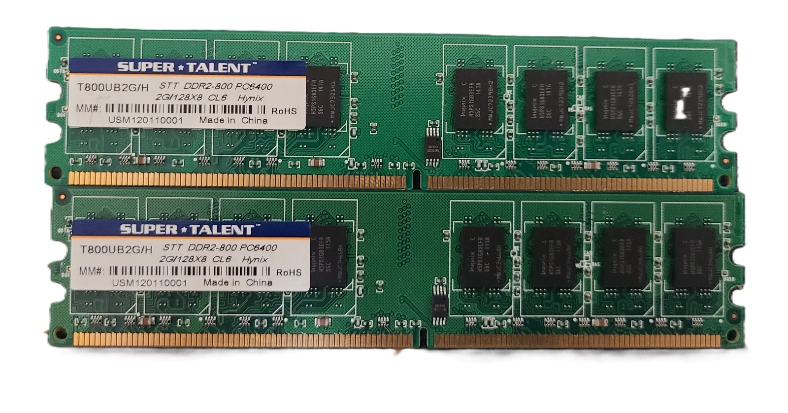Super Talent 4GB DDR2 800 PC2-6400 Desktop RAM T800UB2GH 240-pin Non-ECC 2 x 2GB
