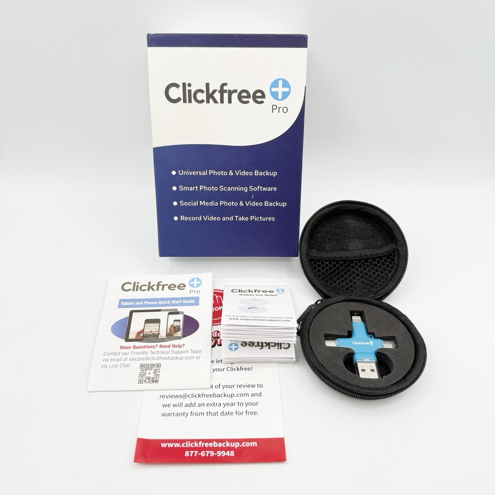 Clickfree Pro Plus USB Universal Photo & Video Backup Storage, Smart Scan