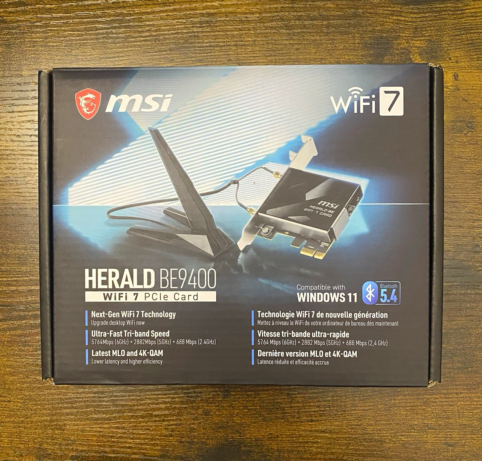 MSI HERALD BE9400 WiFi 7 PCIe Card Bluetooth 5.4 Tri-Band New