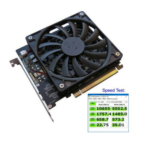 NFHK 4X NVME M.2 AHCI to PCI-E Express 3.0 Gen3 X16 Raid Card Fan VROC Raid Card