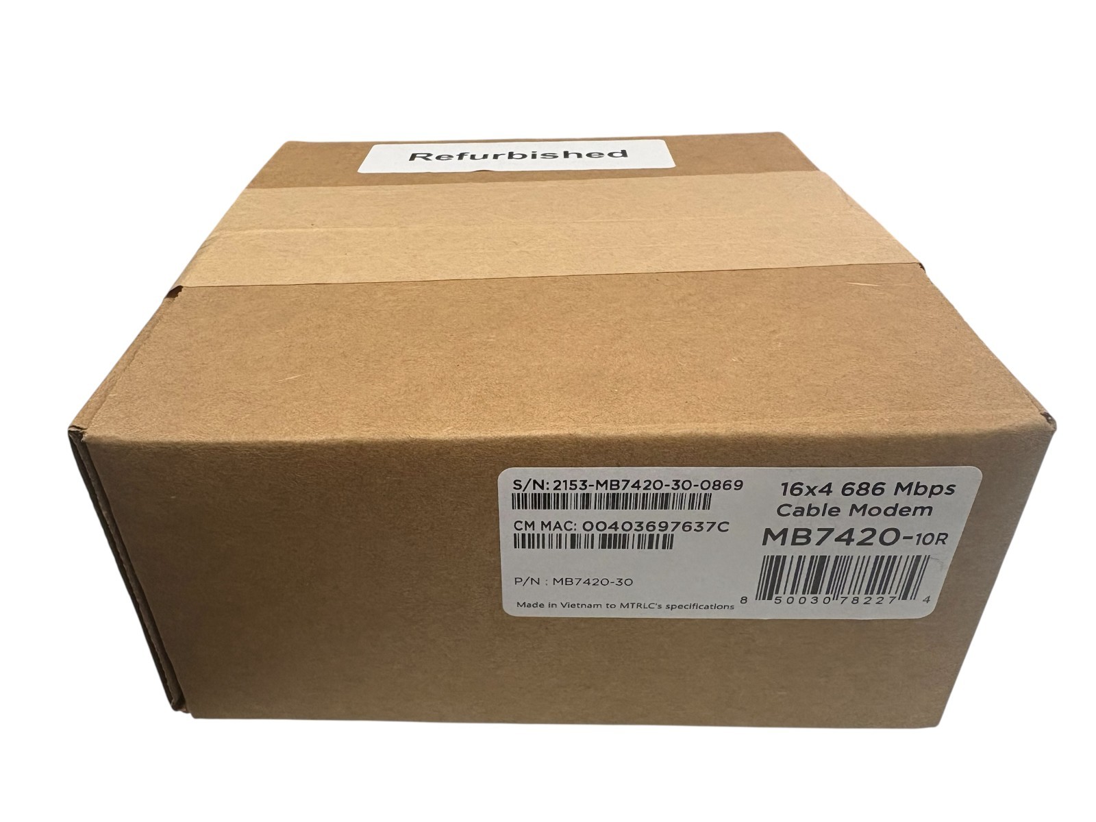 MOTOROLA 16x4 Cable Modem Model MB7420 686 Mbps DOCSIS 3.0