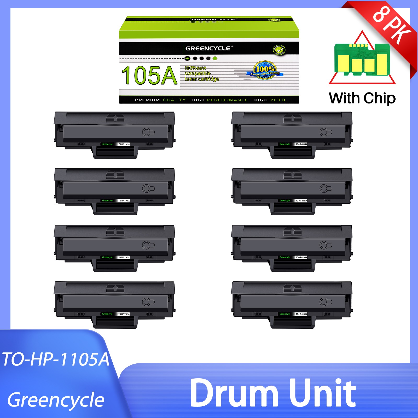 8PK W1105A 105A Black HighYield Toner Compatible for HP LaserJet MFP 137fnw 107a