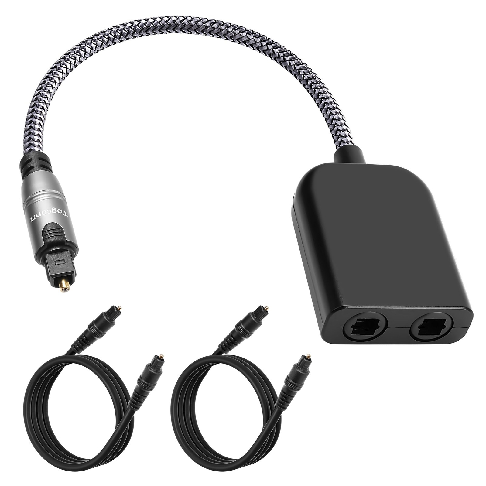 Digital Optical Adapter Splitter 1 in 2 Out, Toslink Digital Audio Fiber Opti...