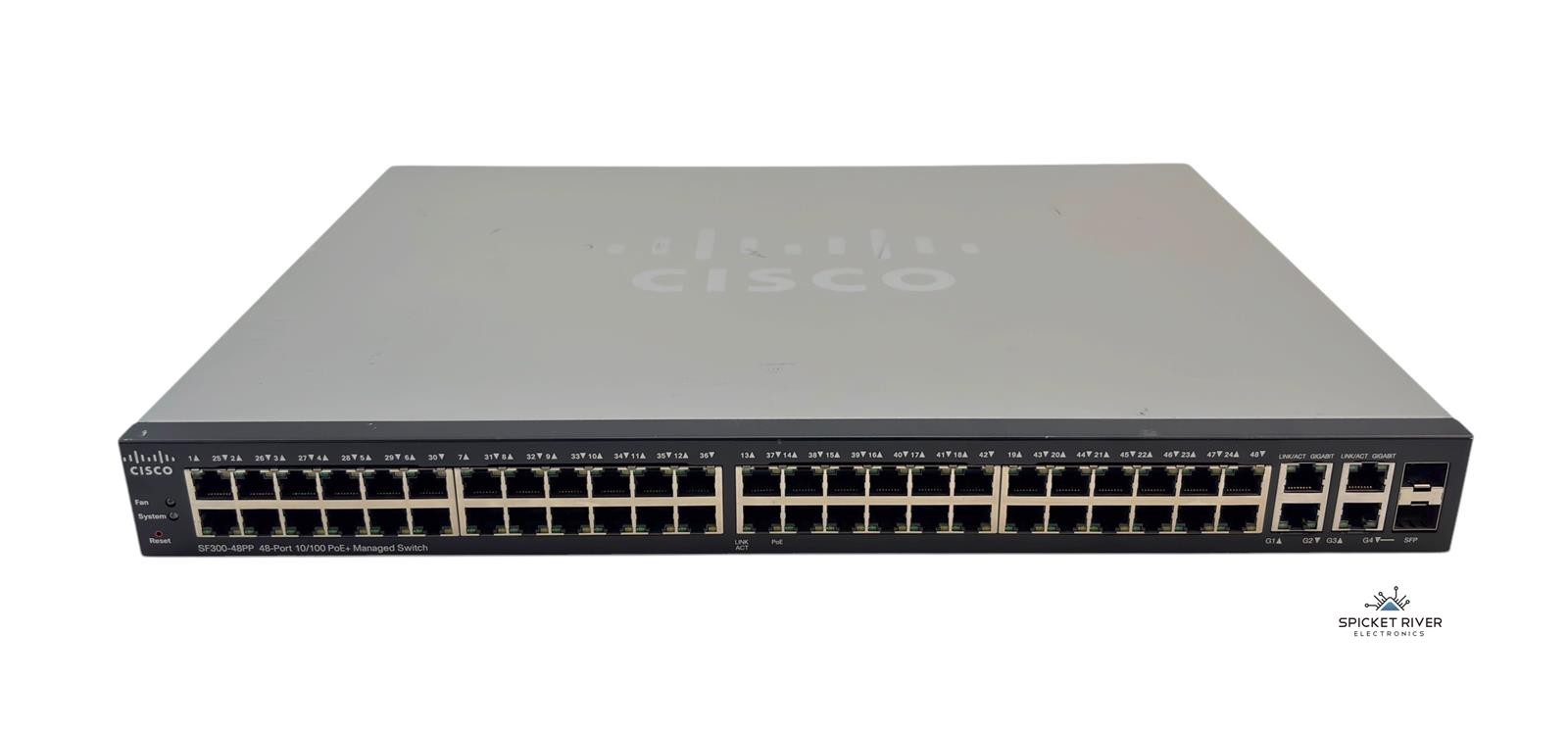 Cisco SF300-48PP-K9 V02 48-Port 10/100 PoE+ 2x SFP Managed Network Switch