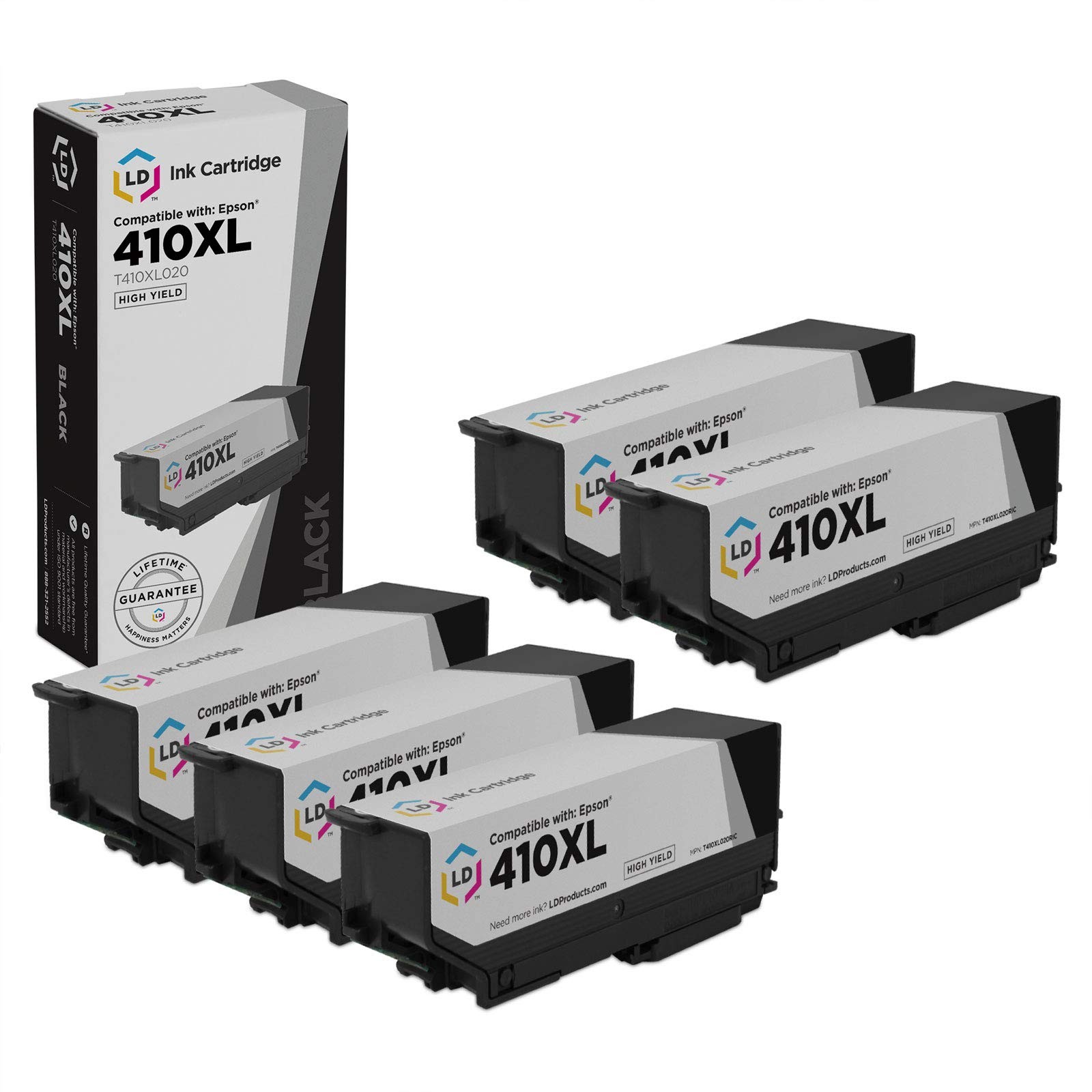 5PK Black Replacement Cartridge for Epson Ink 410 XL T410XL XP-830 XP-640 XP-530