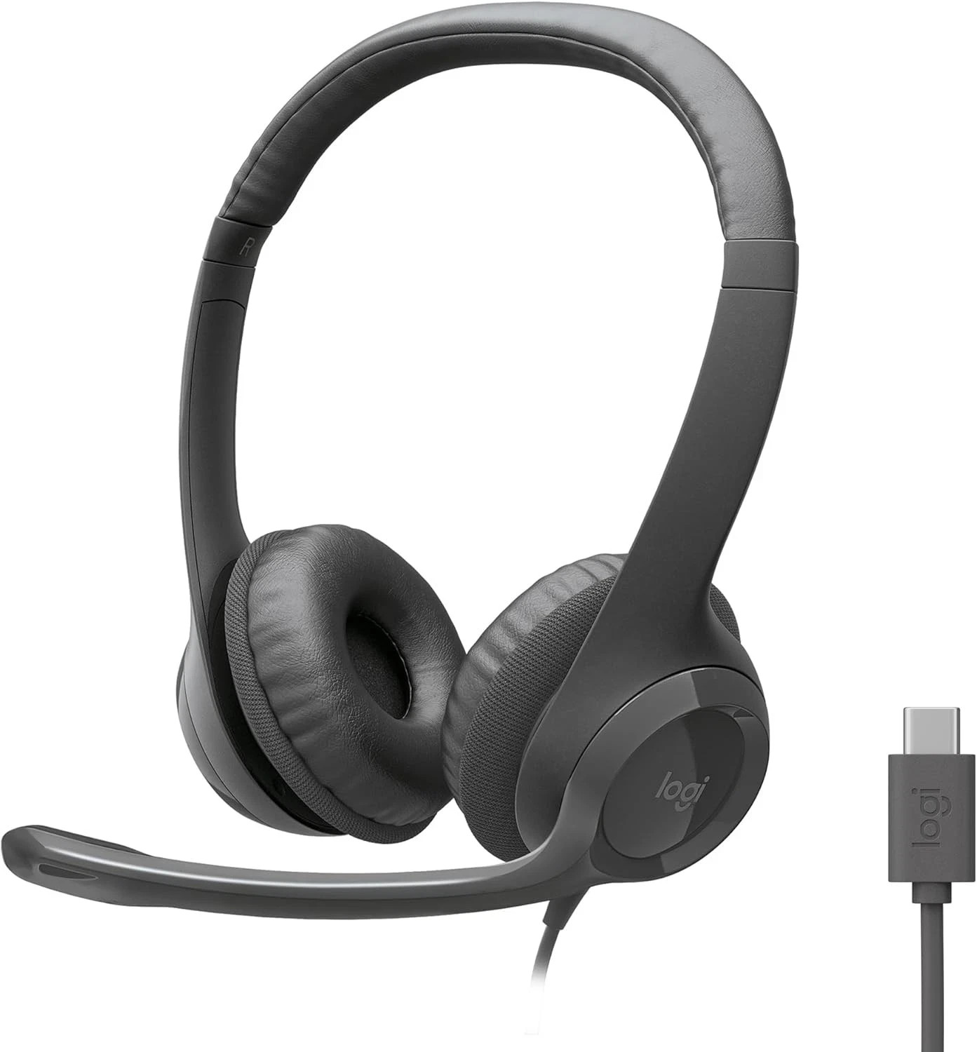 Logitech H391 USB-C Wired Stereo Headset Noise Canceling Mic Graphite