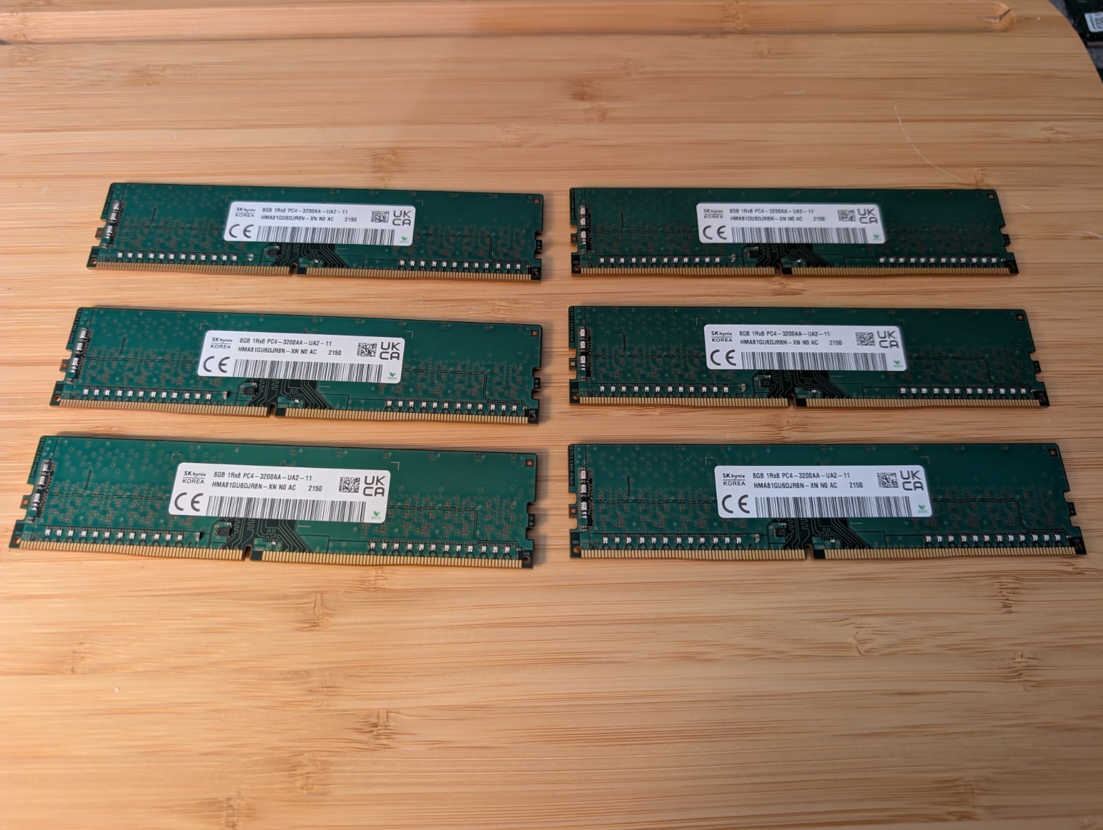 SK hynix 6 x 8GB (48GB) DDR4-3200 Desktop UDIMM - Part # HMA81GU6DJR8N-XN