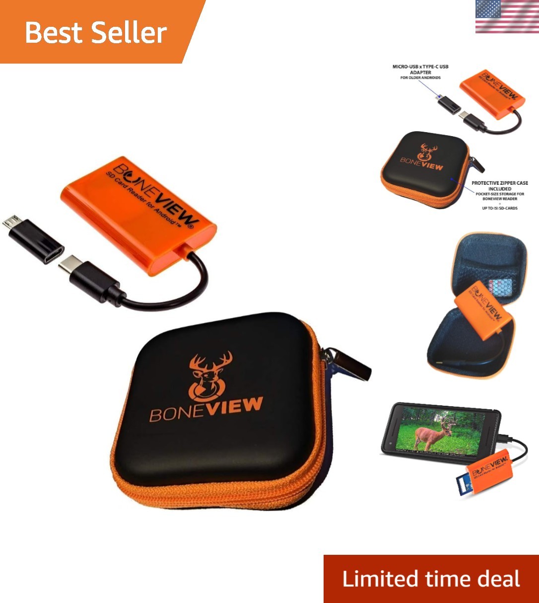 Ultimate Trail Camera Viewer - SD Card Reader for Android, Compact Zipper Case