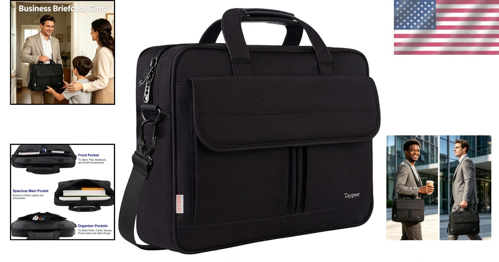 Elegant Black Laptop Bag 15.6 Inch – Perfect Gift for Professionals & Students