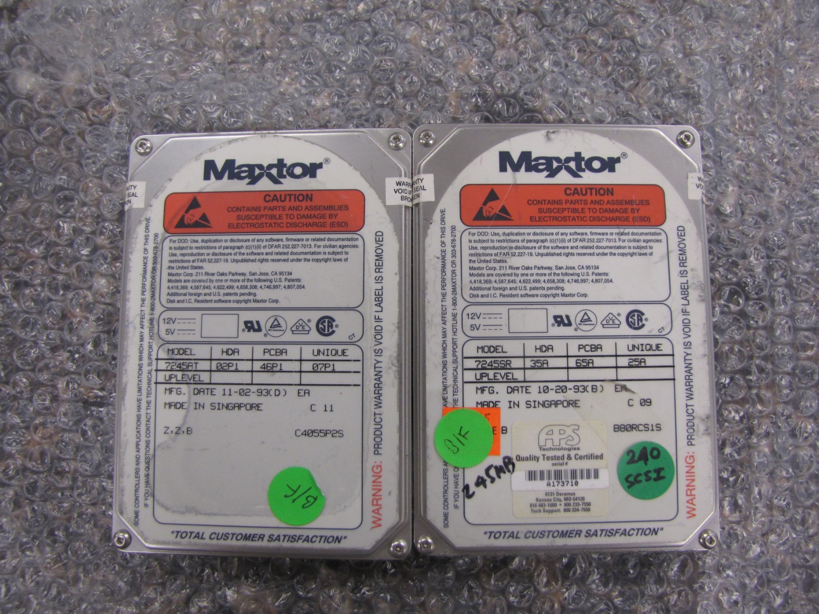 Lot (2) Maxtor 245MB ATA/IDE Hard Drives 7245SR & 7245AT -Parts Only - NJ47