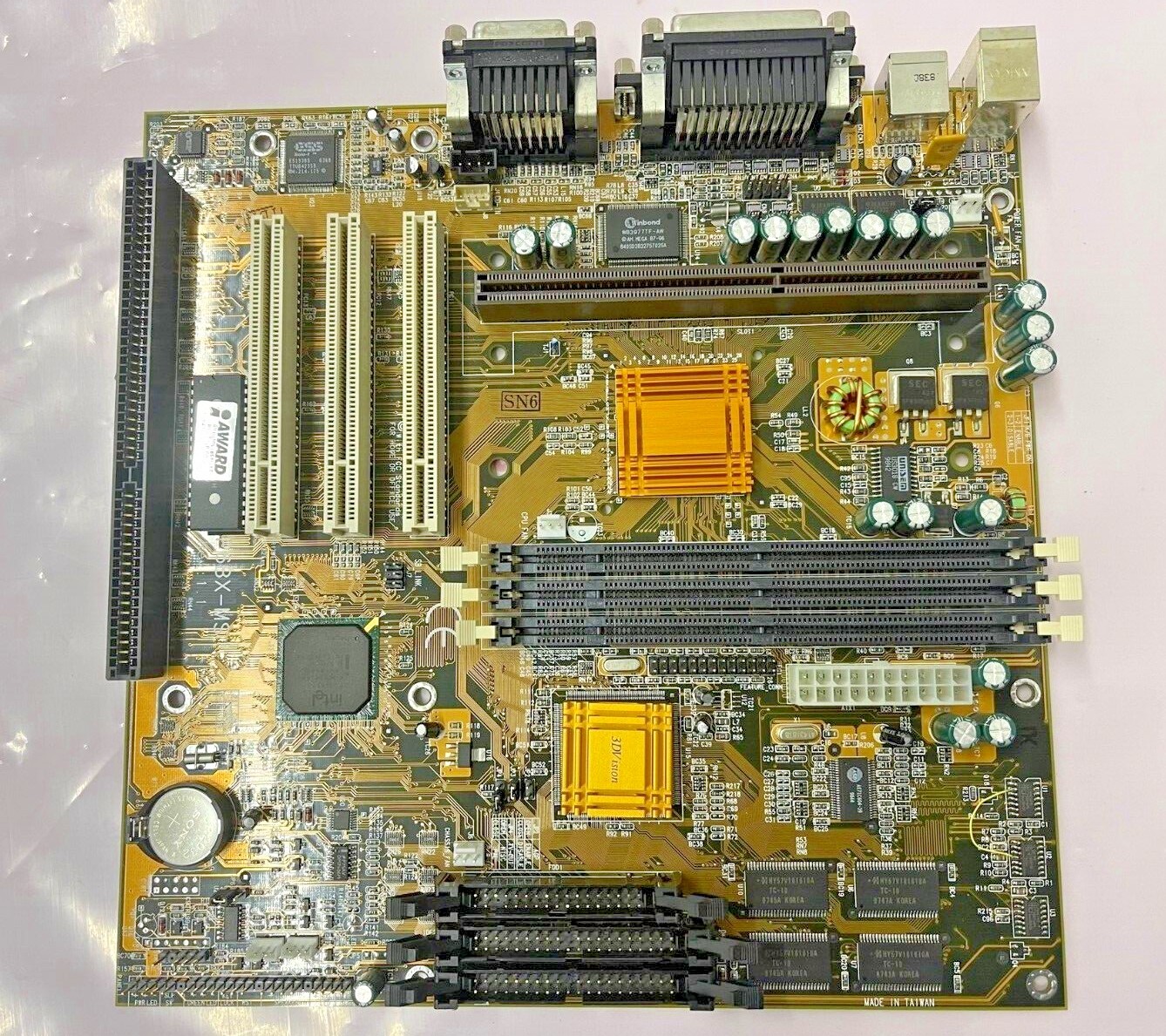 RARE VINTAGE ECS P6BX-MS SLOT 1 P2 P3 CELERON ATX MOTHERBOARD SOUND VGA MBMX29