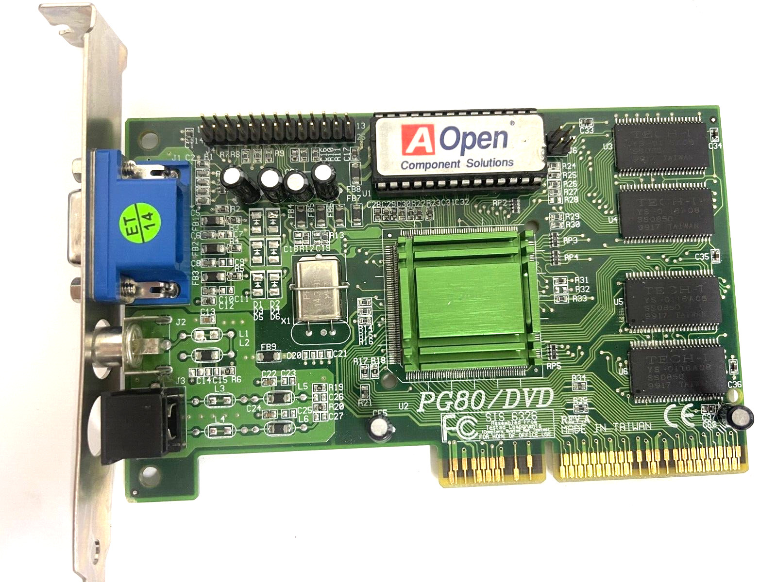 VINTAGE AOPEN PG80/DVD SIS 6326 8 MB AGP VGA CARD 91.AC821.007 SVID COMP MXB140