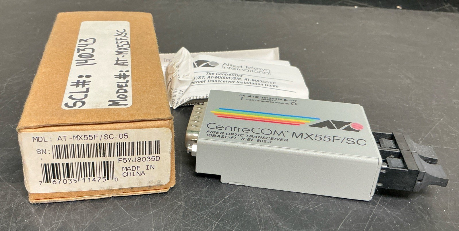 Allied Telesyn CentreCom MX55F/SC Fiber Optic Transceiver 10BASE-FL