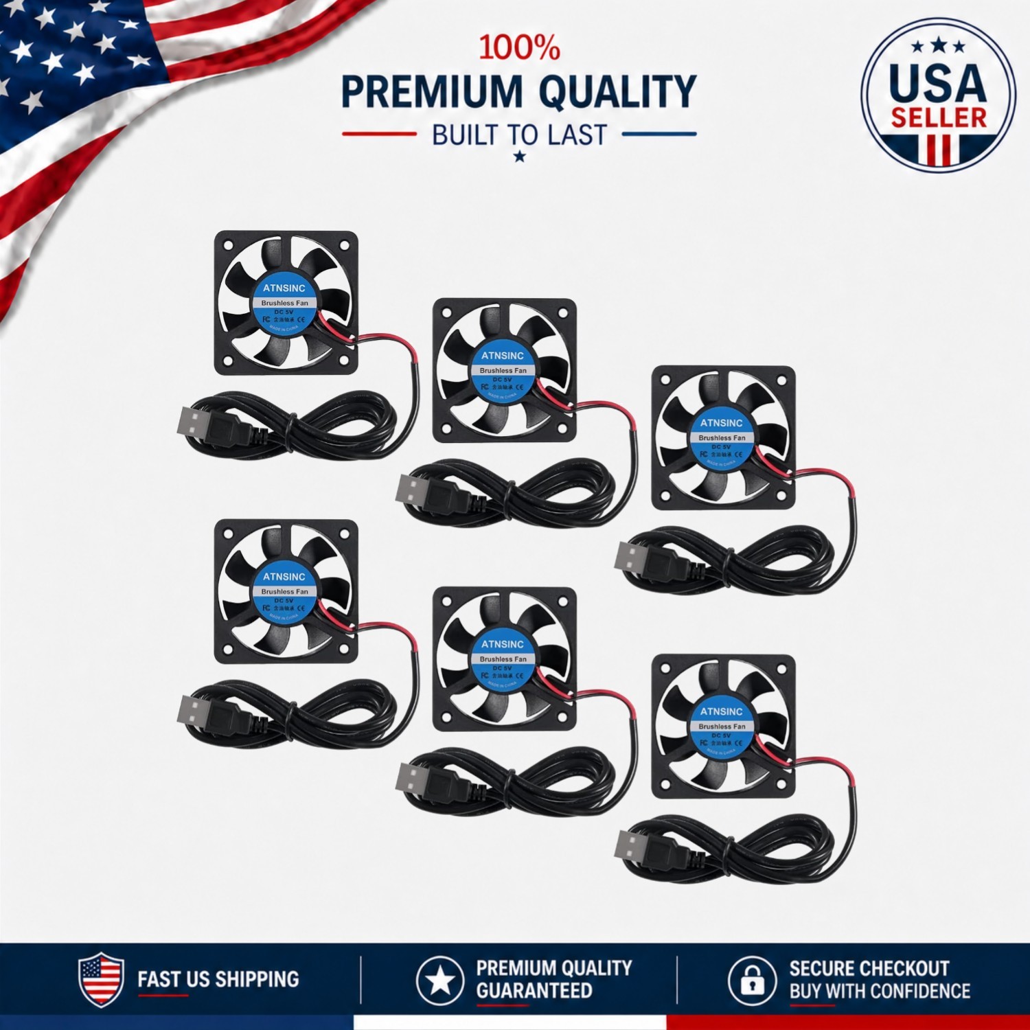 High-Speed 50mm USB Cooling Fans – 6pcs, 24dB, Ideal for Small Appliances