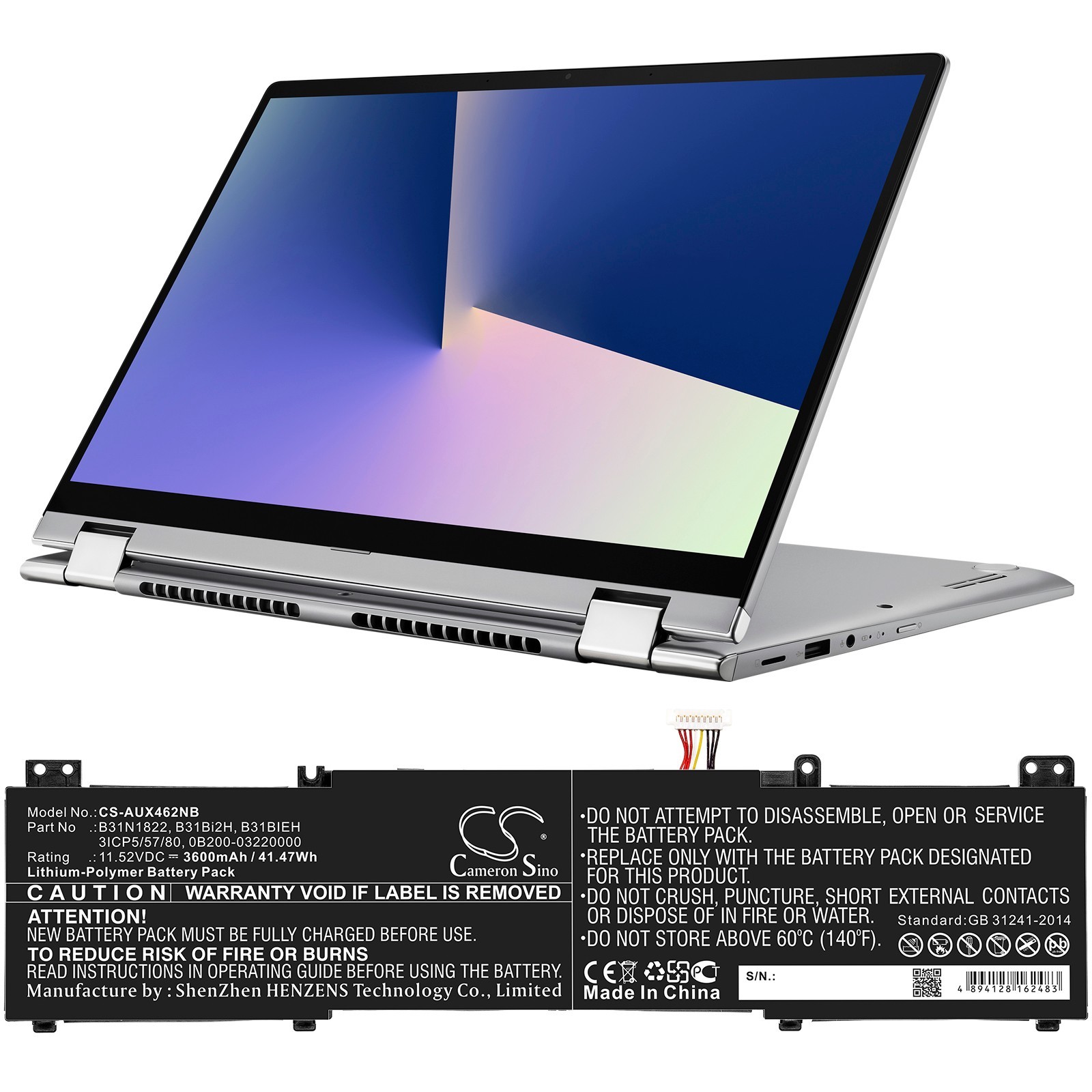 BATTERIE 3600mAh B31BIEH B31N1822 pour Asus Zenbook Flip 14