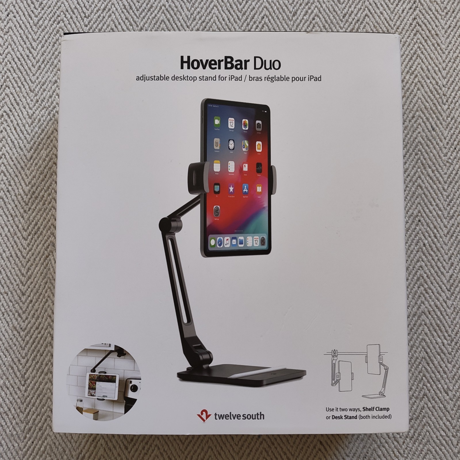 NEW Twelve South HoverBar Duo Adjustable Desktop Stand For iPad - Black