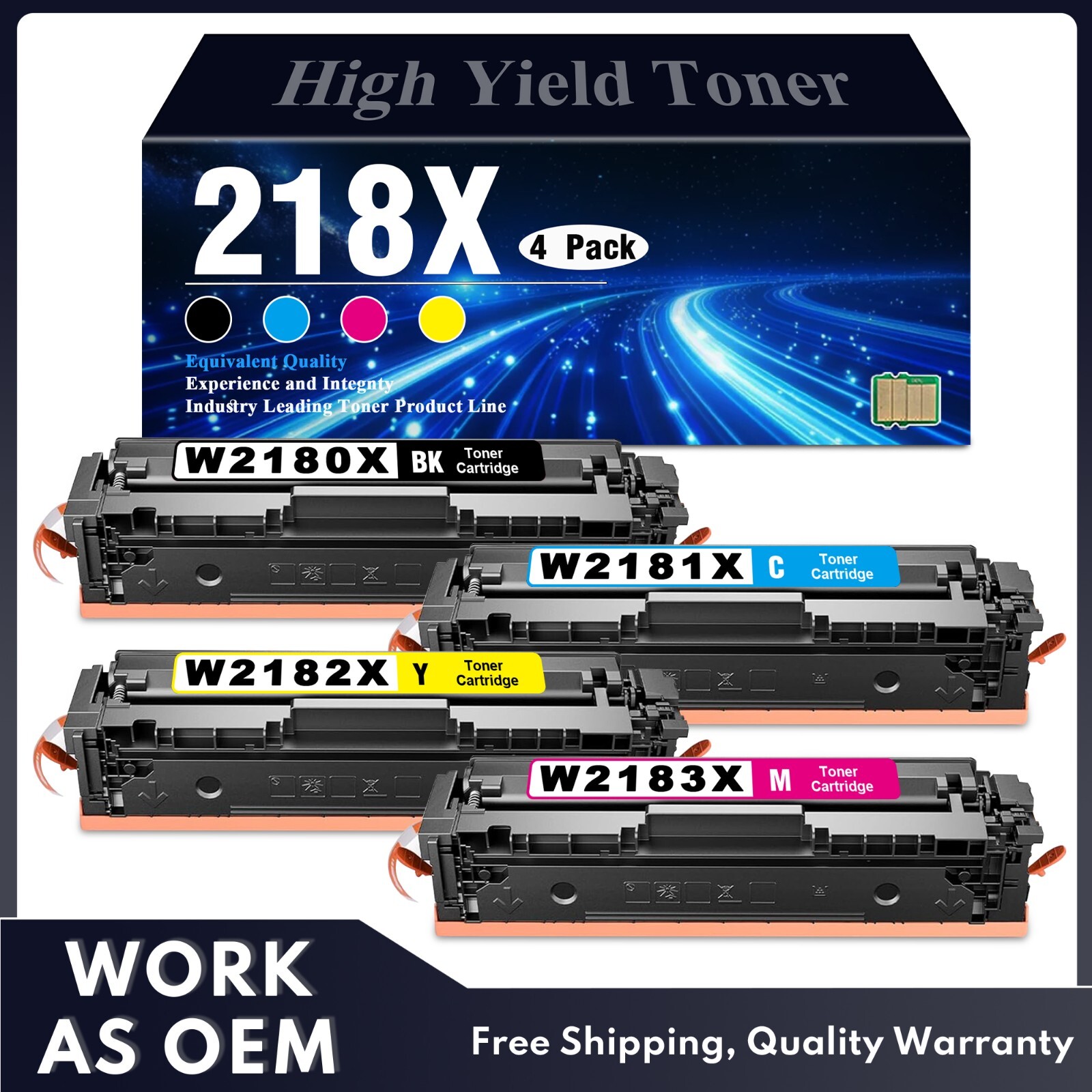 4PK 218X 218A Toner Cartridge Compatible for HP Pro MFP 3301fdw 3301cdw Chip