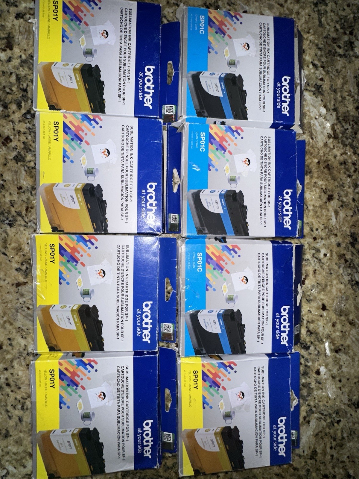 Brother Genuine SP01C SP01Y Cyan/Yellow Sublimation Ink for Brother SP-1  8-pack