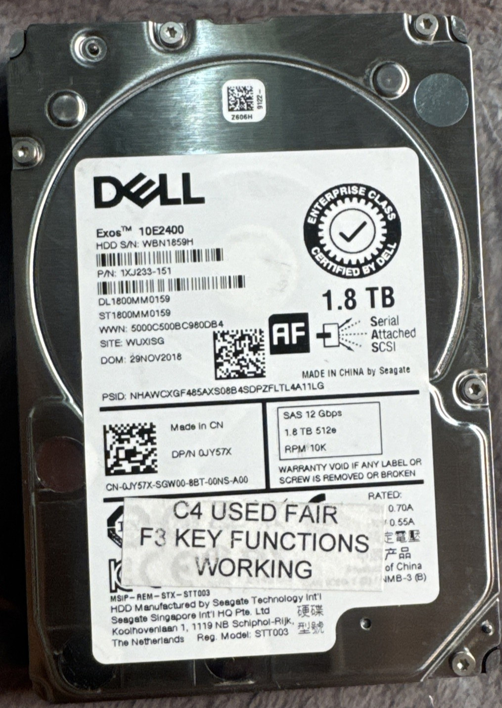 Dell Seagate 1.8TB SAS 2.5" HDD Hard Drive ST1800MM0159 JY57X