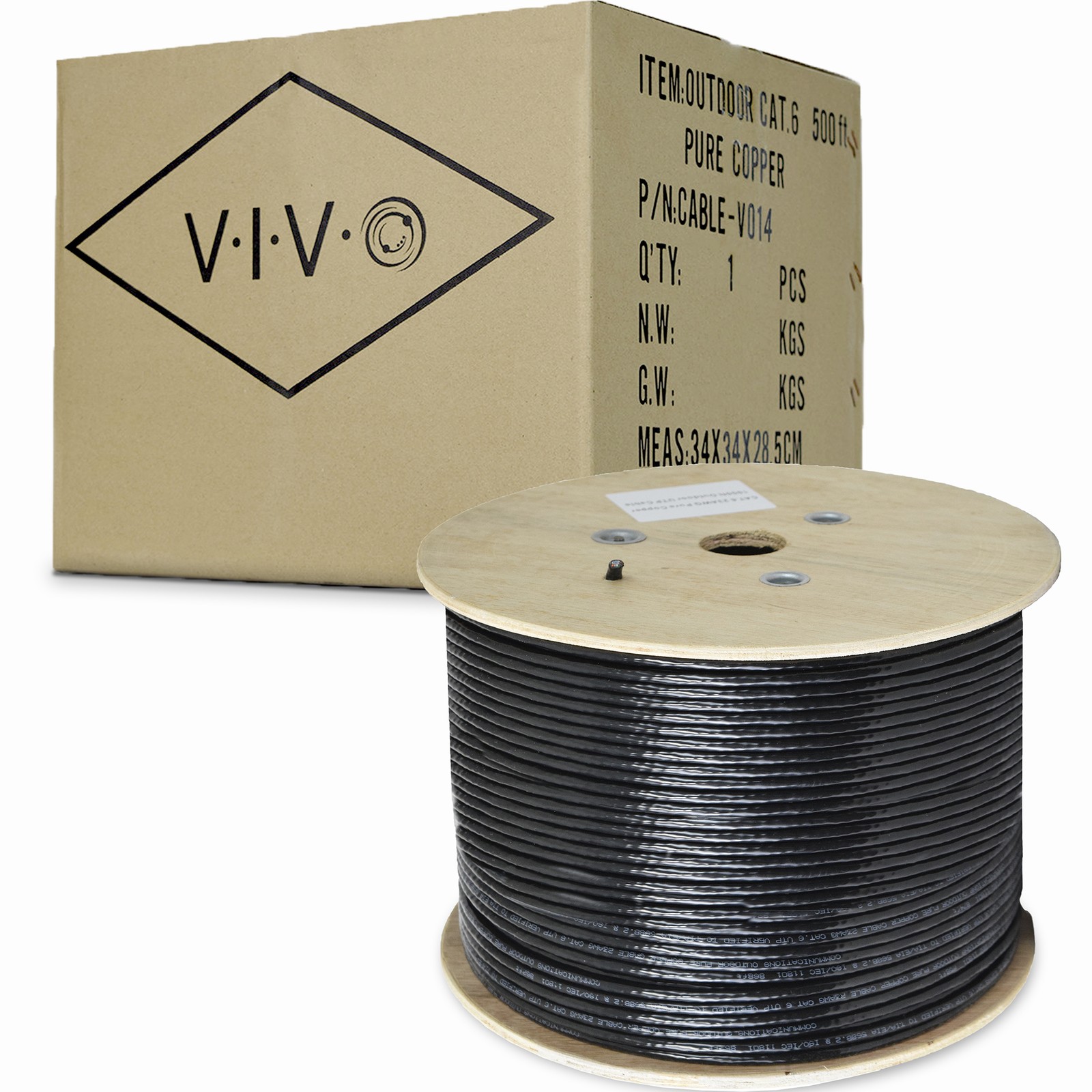 VIVO 500ft Cat6 Pure Copper LAN Cable Wire 500 ft Waterproof Outdoor Burial
