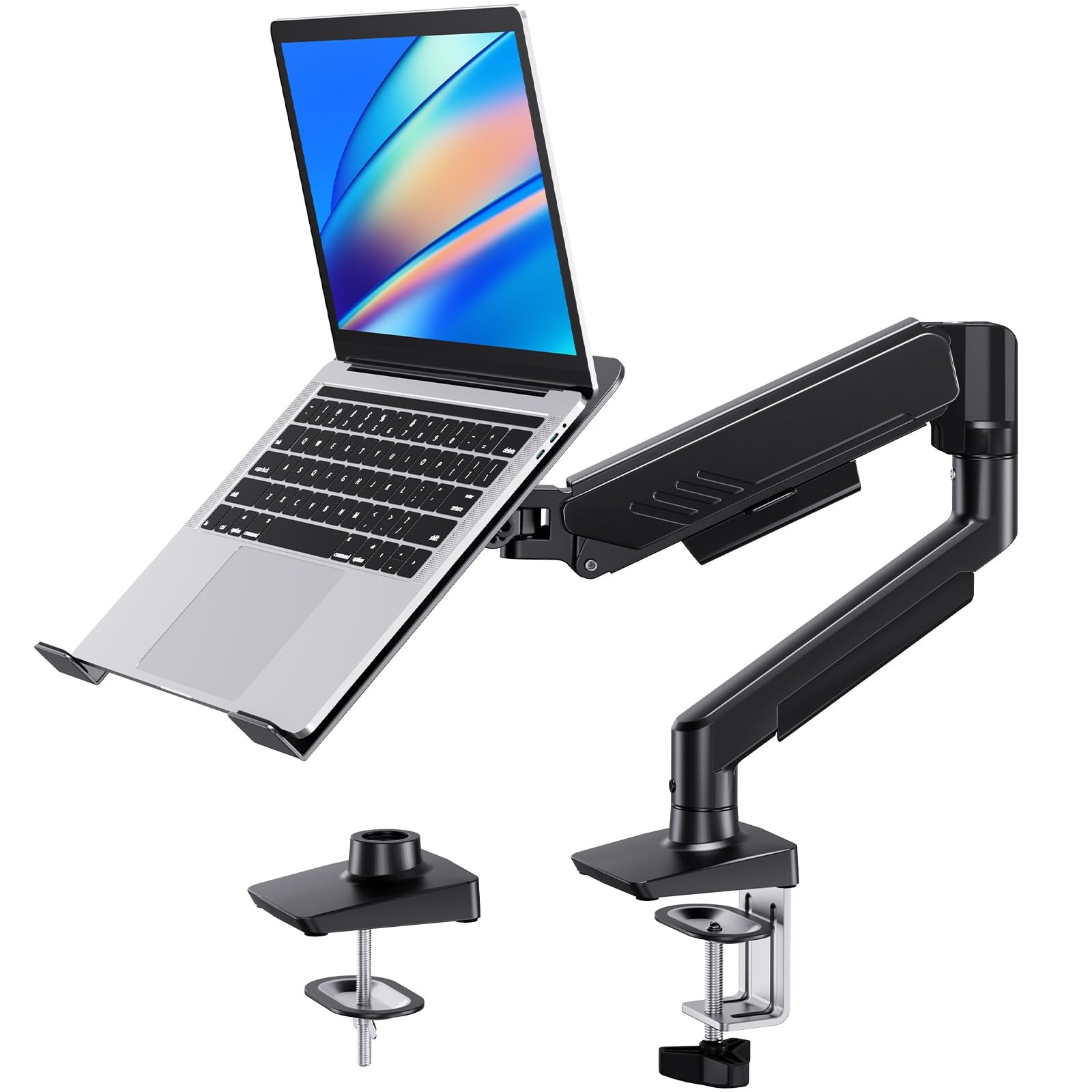 2 in 1 Function Laptop Mount with Tray, Fits 13-34″ Monitors & Up to 17″ Note...