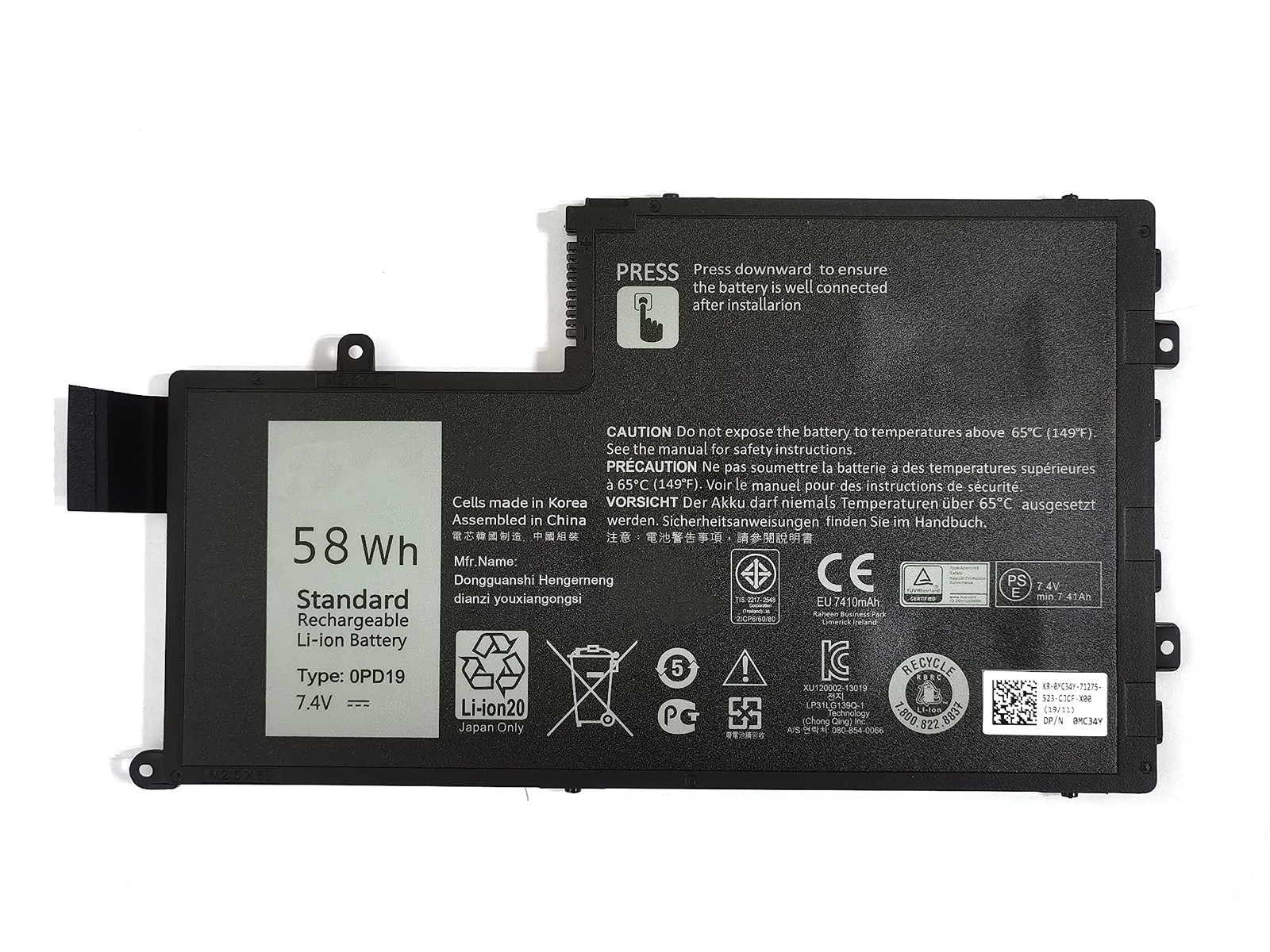Replacement Laptop Battery 7.4V 58Wh for Dell Inspiron 15-5548 15-5547 15-5545
