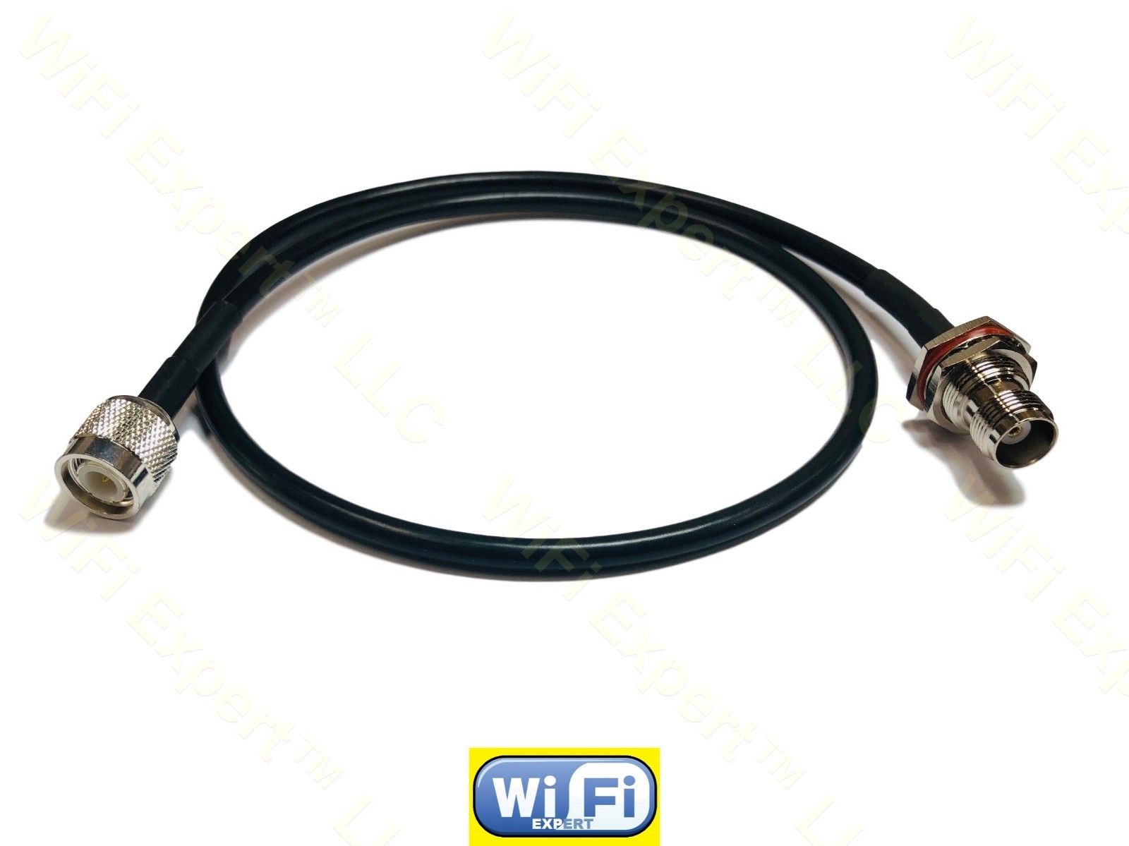 2 FT (24in) RG58 TNC MALE to TNC FEMALE NUT BULKHEAD Coaxial RF Pigtail Cable US