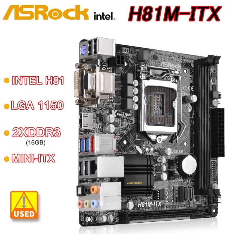 ASRock H81M-ITX LGA1150 DDR3 16GB PCI-E 2.0 USB3.0 SATA3 MINI-ITX For Core