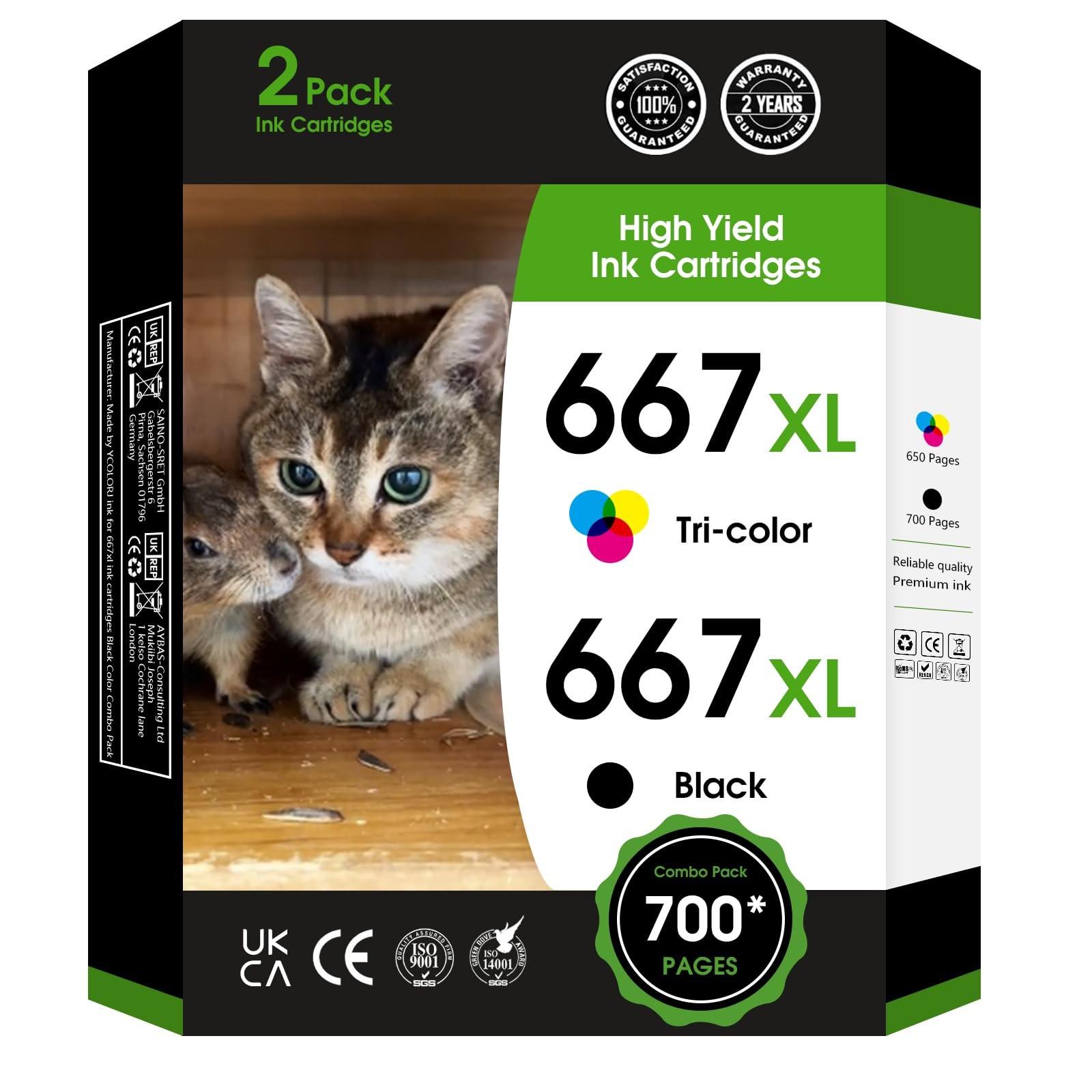 667XL 667 XL Black and Color Replacement for HP 667 XL 667 Ink Cartridges for
