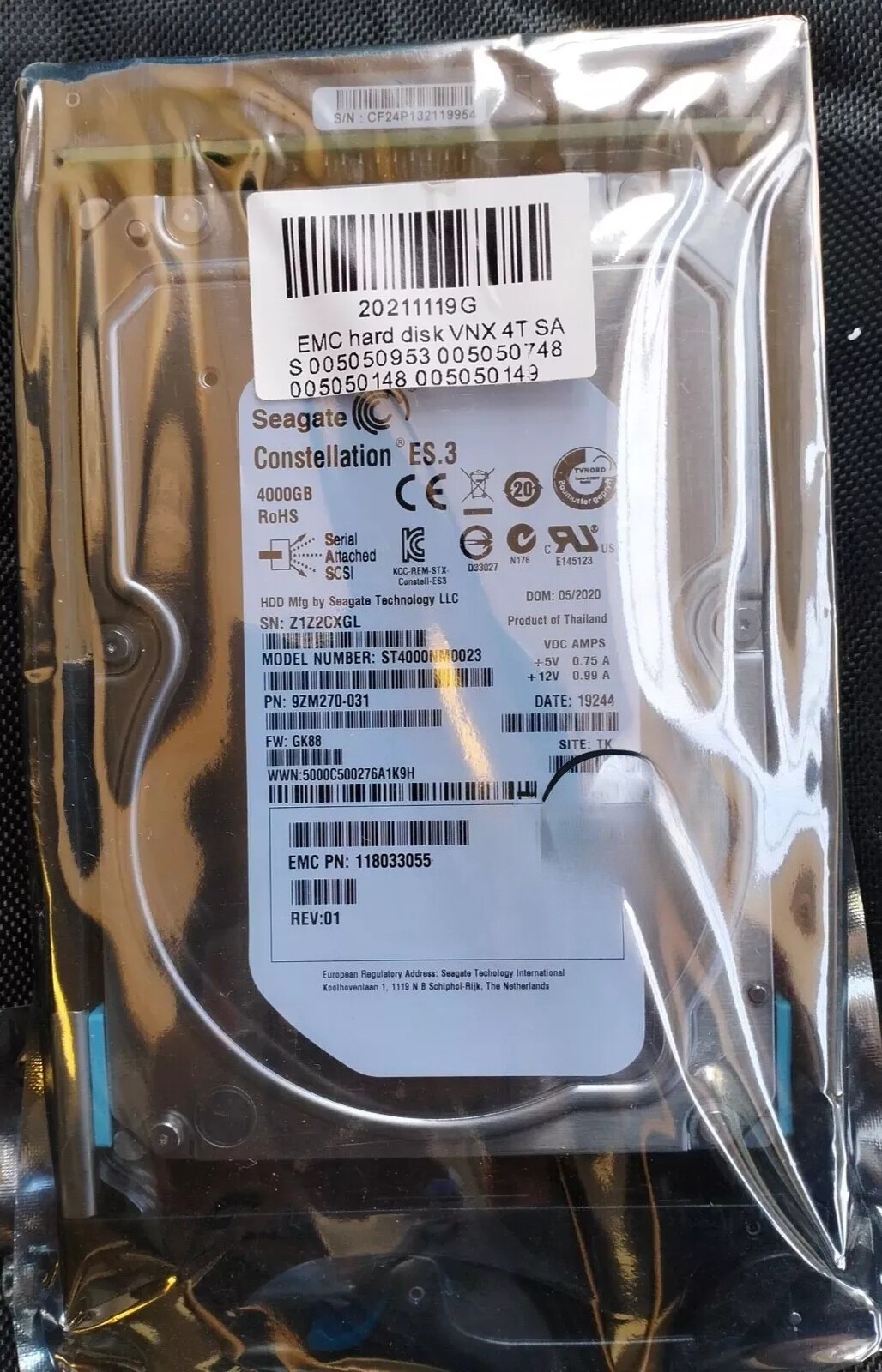 EMC VNX V4-VS07-040 4T SAS 3.5" 7.2K 005050953 005050748 005050148 005050149 HDD