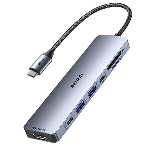 BENFEI 7-in-1 USB-C Hub with HDMI 4K@60Hz two USB-A ports a USB-C data port 100W