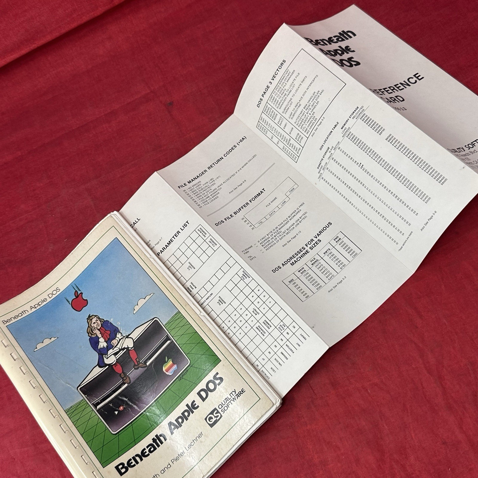Beneath Apple DOS by Worth & Lechner w/ Reference Card QS Quality Software 1981
