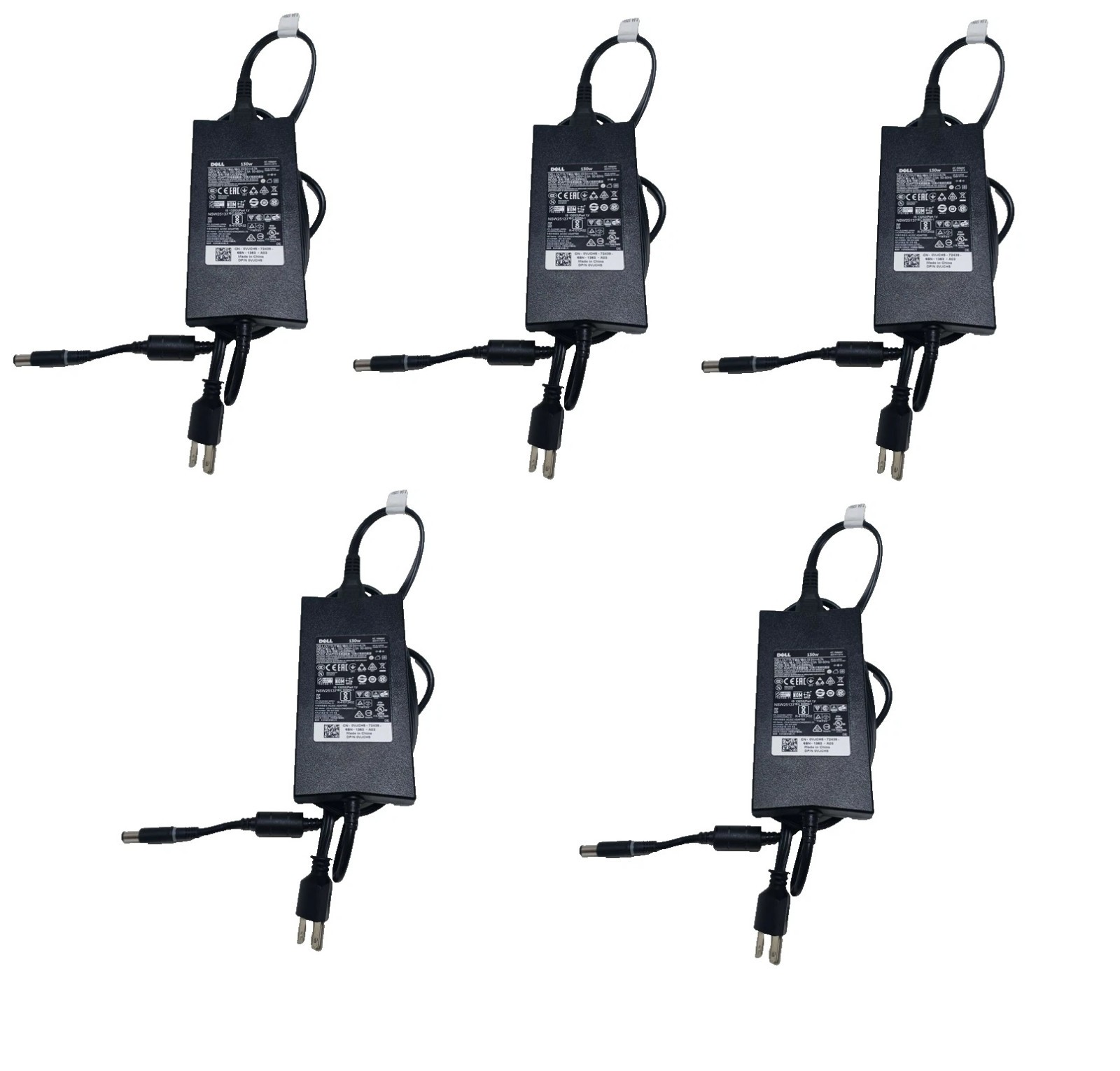 USED 5pcs Genuine Original Dell 130W 19.5V 6.7A 7.4mm AC Adapter Laptop Charger