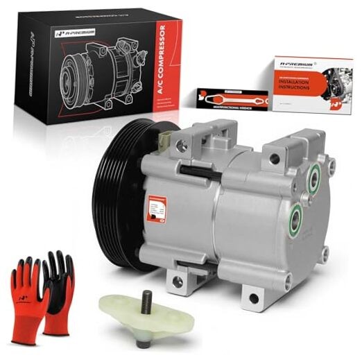 A/C Compressor with Clutch Compatible with 4.9L 7.5L 1989, Ford F-150, F-250,